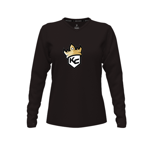 [FTLVCFBK-FYXS-LOGO1] Comfort T-Shirt (Female Youth XS, Black, V Neck, Logo 1, Long Sleeve)