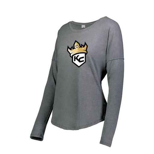 [FTLCUBGY-FAS-LOGO1] Ladies LS Ultra-blend T-Shirt (Female Adult S, Gray, Logo 1)