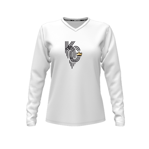 [FTLVCFWH-FYXS-LOGO3] Comfort T-Shirt (Female Youth XS, White, V Neck, Logo 3, Long Sleeve)