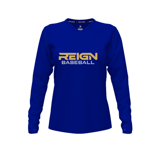 [FTLVPTRY-FYXS-LOGO2] Decker Performance T-Shirt (Female Youth XS, Royal, V Neck, Logo 2, Long Sleeve)