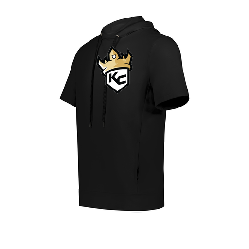 [222605.080.S-LOGO1] YOUTH VENTURA SOFT KNIT SHORT SLEEVE HOODIE (Youth S, Black, Logo 1)