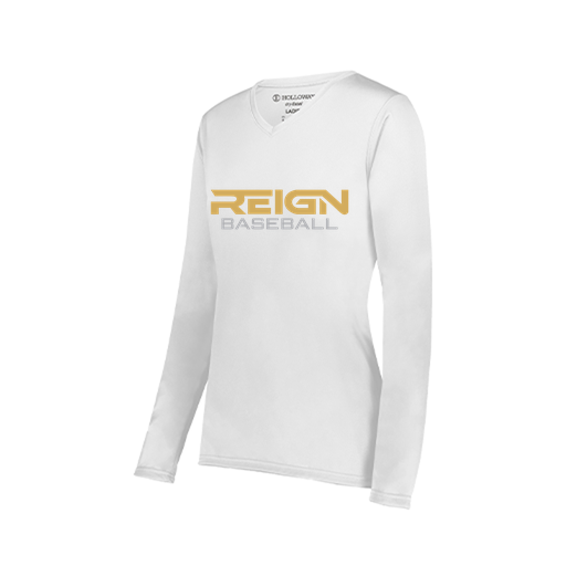 [222824.005.S-LOGO2] Ladies LS Smooth Sport Shirt (Female Adult S, White, Logo 2)